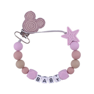 Thiết kế mới sinh thái thân thiện BPA free dễ thương đầu chuột bé mọc răng đồ chơi giả chuỗi chủ Silicone núm vú Clip - Product Image 6