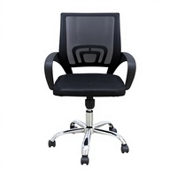 Chaise de bureau avec dossier en maille, style américain, ergonomique, pivotante, hauteur réglable, cadre en nylon, accoudoirs moulés en une seule pièce