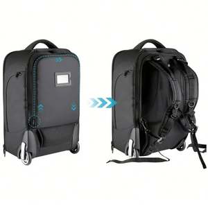 Sac à appareil photo personnalisé avec roulettes, résistant à l'eau, fermeture éclair, poignée télescopique 2-en-1, séparateurs antichoc, pour appareil photo reflex numérique et lampe roulante - Product Image 2