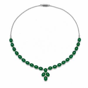 Collier en argent sterling 925 plaqué rhodium avec onyx vert pour femmes - Product Image 6