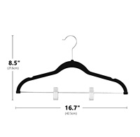 2024 Cintres de pantalons en velours floqués antidérapants avec clips en métal pour vêtements
