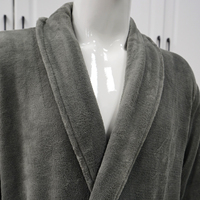 Peignoir à capuche personnalisé avec logo, en flanelle corail gris, confortable et doux pour la peau, idéal pour la salle de bain et la vente au détail, avec ceinture, pour couple