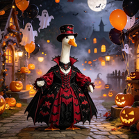 Costume de Cosplay de Canard Vampire d'Halloween avec Chapeau Haut de Forme pour Jardin, Décoration de Fête et Festival, pour Statue de 23 Pouces de Haut