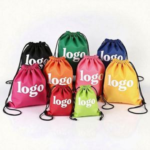 Wholesale Custom Logo Promotional Polyester Nylon Drawstring 30cm <b>Shop</b> and Backpack Draw <b>String</b> <b>Bags</b> - Product Image 1