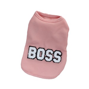 Chaleco de Verano para Perros y Gatos, Ropa para Mascotas, Color Caramelo, Tejido Waffle, Diseño con Letras Boss, Estilo Lindo - Product Image 3
