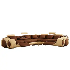 Thiết Kế Hiện Đại Da Thật Phong Cách Châu Âu L U Hình Sofa Đồ Nội Thất Sang Trọng Bộ Sofa 8 Chỗ Ngồi