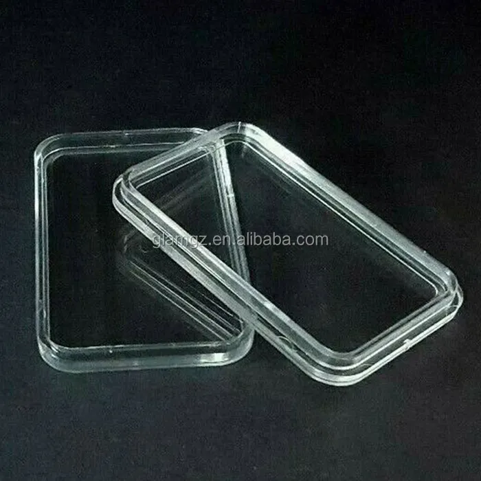 Acrylic Rectangular 1oz Silver Bar Clear Plastic Round Case Collecting Supplies Slab Capsules Coin Holders