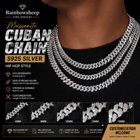 Collier chaîne cubaine en argent sterling S925 avec moissanite, style hip-hop glacé, pour hommes, passe le test du diamant, certificat GRA