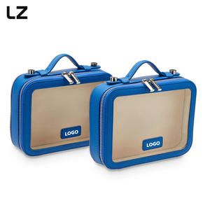LZ <span class=keywords><strong>professionale</strong></span> <span class=keywords><strong>Trousse</strong></span> De Maquillage astuccio trucco doppio strato in pelle borsa cosmetica Organizer portatile trasparente borsa da trucco - Product Image 5
