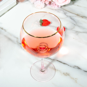 <span class=keywords><strong>Copa</strong></span> de Vino con Forma de Globo Personalizada al por Mayor Samlife-BL19518, <span class=keywords><strong>Copa</strong></span> de Ginebra Tónica de Color <span class=keywords><strong>Rosa</strong></span> con Borde Dorado - Product Image 4