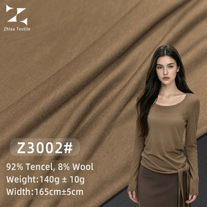 Tissu <span class=keywords><strong>jersey</strong></span> tricoté ultra doux, mélange <span class=keywords><strong>de</strong></span> 92 % Tencel et 8 % <span class=keywords><strong>laine</strong></span>, respirant, écologique, extensible, en Lyocel, pour hauts et chemisiers pour femmes - Product Image 1