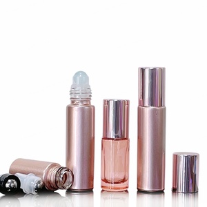 ml 10ml Pink Glass Roller Ball Portable Perfume Roll on Essential Oil Roller Bottle with Rose Gold Cap - Product Image 2