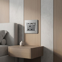 Interrupteur mural industriel universel en acier inoxydable brossé, panneau gris, type C UK, prise de charge rapide 18W, double USB-A type C