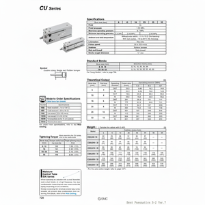 Modèle de cylindre à montage libre SMC Pneumatics CU6-5D - Product Image 1