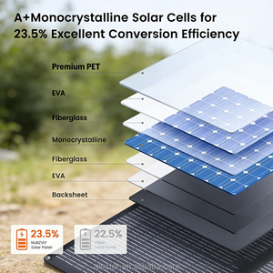 Panneau Solaire Portable Monocristallin 100W Nouvelle Conception Emergency Alecter, Chargeur Léger Pliable avec Support Amélioré 36V - Product Image 4