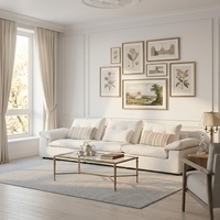 Canapé d'angle rectangulaire moderne Chesterfield italien minimaliste en tissu, amovible et lavable, trois places, pour appartement et salon