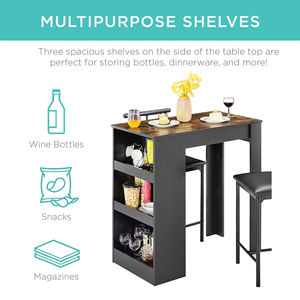 Home-use personalized <b>bar</b> <b>table</b> and chair set, stylish coffee shop/<b>bar</b> storage <b>table</b>, high-legged upholstered chair - Product Image 2