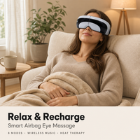 Masseur oculaire multifonctionnel rechargeable avec compression d'air, chaleur, vibrations et musique pour la fatigue oculaire, massage spa pour les yeux