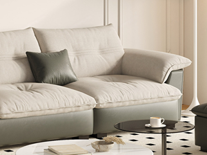 Divano Modulare per Soggiorno in Stile Crema, Realizzato in Tessuto Tecnico Liscio <span class=keywords><strong>e</strong></span> Resistente all'Usura, con Seduta Traspirante in Cotone <span class=keywords><strong>e</strong></span> Lino - Product Image 6