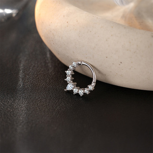 Single S925 Sterling <b>Silver</b> Moissanite Ear Cuff Daith Rook <b>Nose</b> <b>Ring</b> Hypoallergenic Lightweight Stylish Minimalist Jewelry Gift - Product Image 2