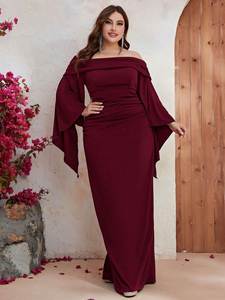 Robe longue à une épaule et manches longues, style queue de poisson, grande taille Nuo - Product Image 6