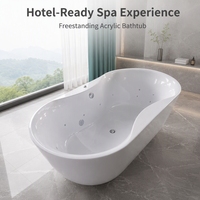 Baignoire à remous en acrylique portable pour 2 personnes avec hydro massage Bain à remous ovale moderne avec fonction de trempage Baignoire en ABS