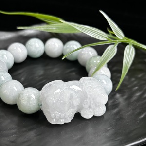 Bracelet en jadéite birmane de qualité supérieure, grade A, avec <span class=keywords><strong>Pixiu</strong></span>, unisexe (avec NGTC) - Product Image 3