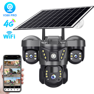 Cámara de seguridad solar V380pro de 3 lentes, CCTV para el hogar, UHD 12MP 6K, exterior, tarjeta SIM 4G, inalámbrica, wifi, cámara de vigilancia inteligente PTZ para el hogar. - Product Image 1