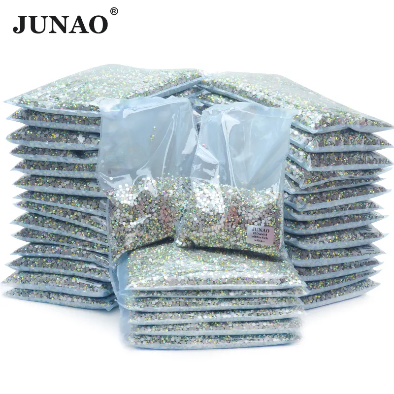 JUNAO borsa grande strass di vetro ametista SS20 retro piatto strass Non Hotfix 120 colori strass rotondi Dress Party 2023