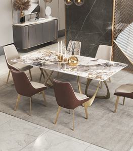 Set <span class=keywords><strong>Tavolo</strong></span> da Pranzo di Lusso Contemporaneo <span class=keywords><strong>con</strong></span> Lastra di Pietra Lucida Estensibile e <span class=keywords><strong>6</strong></span> <span class=keywords><strong>Sedie</strong></span> Arredamento Moderno per la Casa - Product Image 2