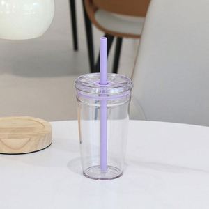 2026 New Arrival Food Grade Tritan <b>Cups</b> 450ml Single Wall Straw <b>Cup</b> Milk Tea Coffee <b>Plastic</b> Mugs Custom Multi-Colored and Logos - Product Image 3