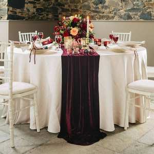 ผ้าคาดโต๊ะกำมะหยี่สไตล์โมเดิร์น,ของตกแต่งงานปาร์ตี้ทานอาหารคริสต์มาสนักวิ่งโต๊ะสีน้ำตาลแดง - Product Image 6