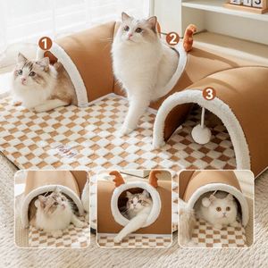 Cat Tunnel Small Animals Eco-friendly Durable Soft Tunnel <b>Bed</b> Pet Warm Play Sleep Integrated Detachable Washable Oxford Material - Product Image 2