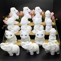 Statue d'animal en jade blanc poli, artisanat folklorique fait main, prix d'usine en gros, pour la décoration de la maison
