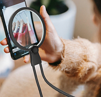 5F-8039-6 New Model Round High Powered LED Neck Wearing Magnifier Rechargeable Magnetic Detachable Magnifying Glasses