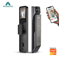 Cerradura Inteligente con Reconocimiento Facial, Wi-Fi, Aplicación Tuya, Desbloqueo por Código, Cámara, Almacenamiento en la Nube para Puertas de Aluminio/Madera/Acero Inoxidable/Acero