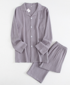 Pyjamas <span class=keywords><strong>de</strong></span> haute qualité <span class=keywords><strong>gaze</strong></span> unie <span class=keywords><strong>double</strong></span> couche 2 pièces ensemble vêtements <span class=keywords><strong>de</strong></span> nuit 100% coton pyjama femme - Product Image 4