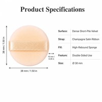 JLY 38mm Éponge de maquillage ronde double face en velours, mini applicateur de poudre, avec sangle en ruban satiné, OEM ODM