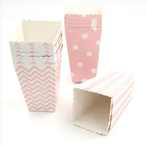Hersteller direkt rosa Popcorn Box frische Streifen weißen Punkt Snack Chips Box