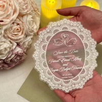 Tarjeta de Invitación de Encaje Ovalada Personalizada, Invitaciones de Boda Vintage, Invitación Elegante para Cena, Decoración de Mesa de Boda
