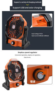 Smart home Solar Powered <b>Portable</b> Outdoor Charging Camping <b>Fan</b> 4800MAH Foldable with LED lights for Household Car Camping Use - Product Image 6