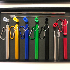<span class=keywords><strong>Paille</strong></span> à boire télescopique <span class=keywords><strong>en</strong></span> acier inoxydable haut de gamme Portable personnalisé 304 accessoires de barre <span class=keywords><strong>en</strong></span> <span class=keywords><strong>métal</strong></span> rétractables pliables et réutilisables - Product Image 3