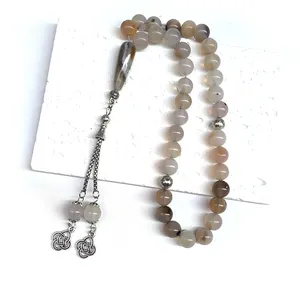 Ágata Natural Aqeeq Tasbih 10mm 33 Cuentas de oración islámica <span class=keywords><strong>Tasbeeh</strong></span> Rosario musulmán Cuentas <span class=keywords><strong>Dhikr</strong></span> Cuentas Zikr Regalos islámicos musulmanes - Product Image 5