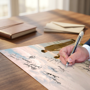 Libro de Visitas de Tela Elegante para Bodas, con Diseño de Firma Dibujada a Mano, para Uso en Mesa - Product Image 3