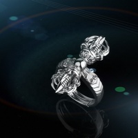 Bouddhisme tibétain luxe sacré 925 argent plaqué platine Vintage bouddha et hindouisme Vajry pilon anneau pour femmes hommes cadeau