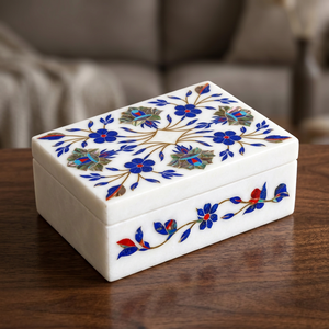 Boîte à bijoux décorative moderne de qualité supérieure, fabriquée en Inde, en nacre, avec motifs floraux, design exquis, par Stonecrafts International - Product Image 2