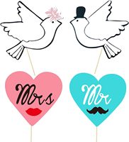 Kit de 52 accessoires pour photomaton de mariage, décorations amusantes pour fête de fiançailles, bâtons en papier pailleté véritable pour enterrement de vie de jeune fille