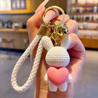 Porte-clés Pendentif Sac Cadeau en Résine, Motif Lapin Blanc Amoureux, Mignon et Créatif, pour Femme, Couple, Animal, Cœur, Lapin