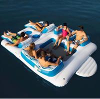 Île flottante tropicale Tahiti pour 6 personnes, île flottante gonflable Tahiti tropicale, flotteur de piscine pouvant accueillir 6 personnes