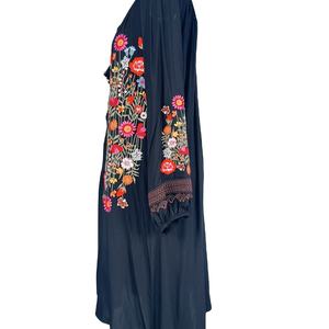 Nuevo Vestido Étnico Retro de Estilo Industrial con Bordado Floral, Falda Midi de Manga Larga para Mujer con Estampado Floral - Product Image 3